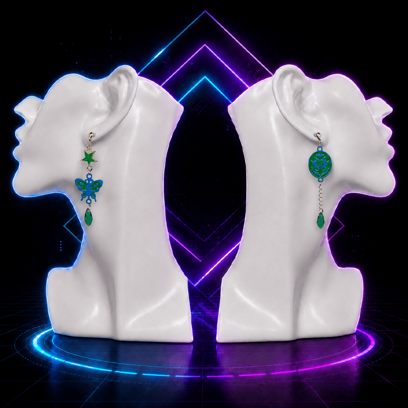 Butterfly and Scarab Anime Earrings