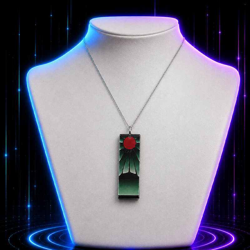 Dark Rising Sun Hanafuda Anime Necklace