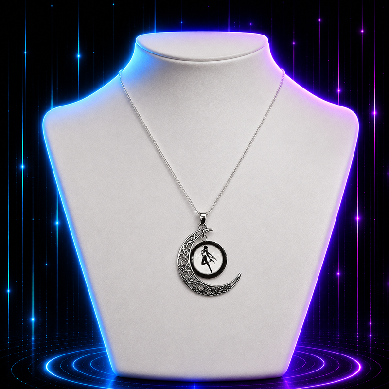 Dancing Crescent Moon Anime Necklace