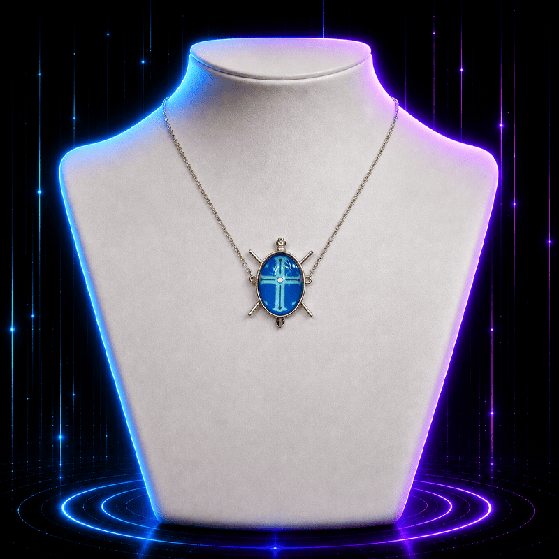 Blue Crest Cross Anime Necklace