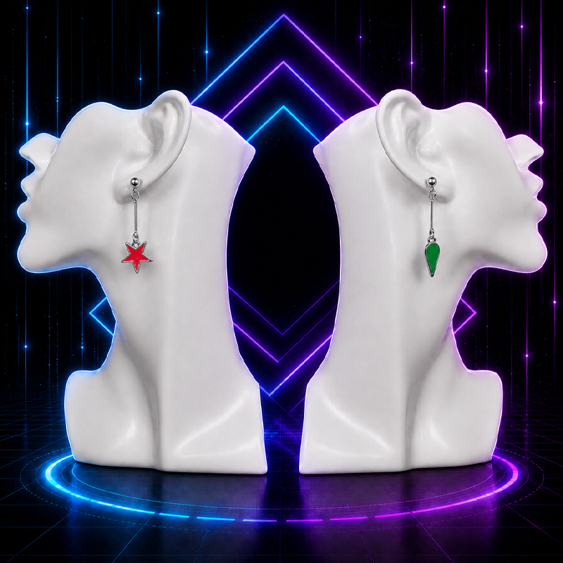 Dangle Teardrop and Star Anime Earrings