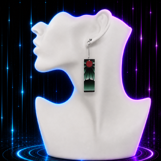 Dark Rising Sun Hanafuda Anime Earrings