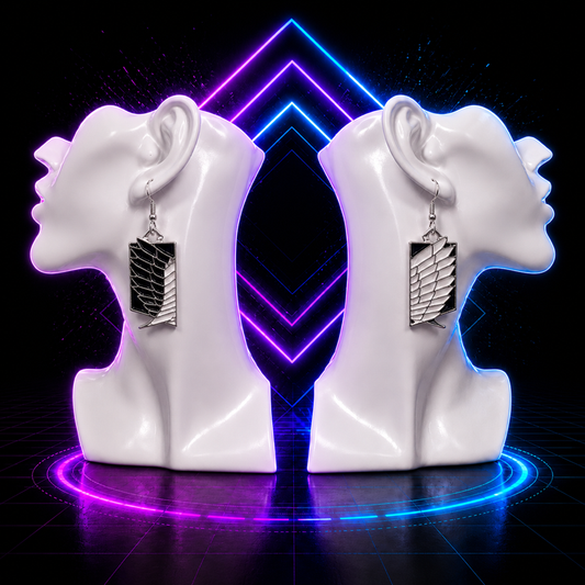 Divided Wing Emblem Anime Earrings