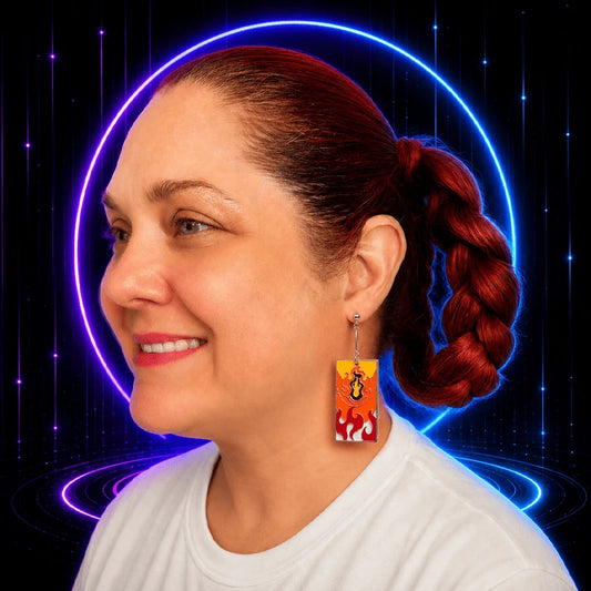Flame Hanafuda Anime Earrings
