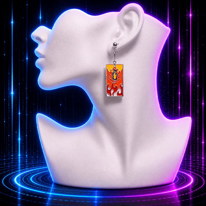 Flame Hanafuda Anime Earrings