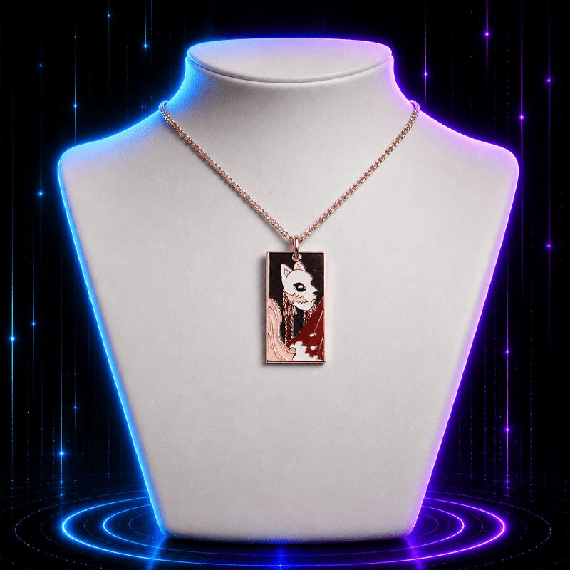 Fox Mask Hanafuda Anime Necklace