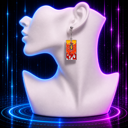 Flame Hanafuda Anime Earrings