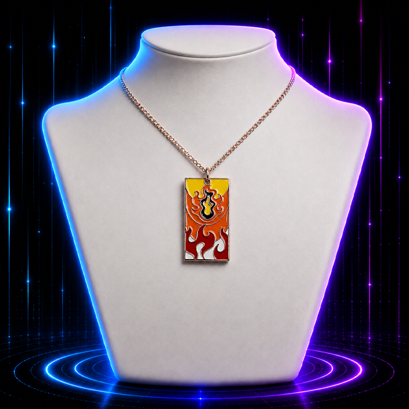 Flame Hanafuda Anime Necklace