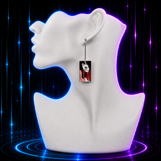 Fox Mask Hanafuda Anime Earrings