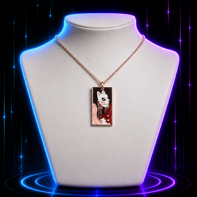 Fox Mask Hanafuda Anime Necklace