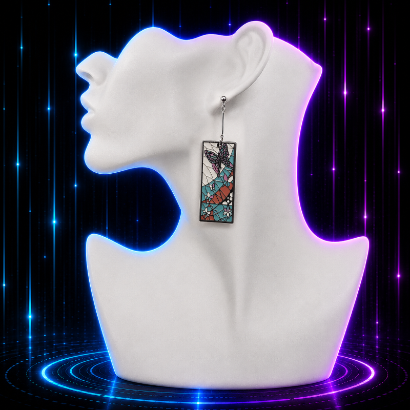 Mosaic Butterfly Hanafuda Anime Earrings