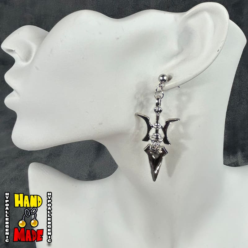 Silver Fallen Wing Anime Earrings