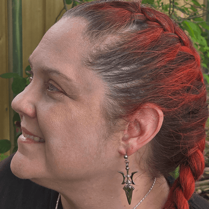 Silver Fallen Wing Anime Earrings