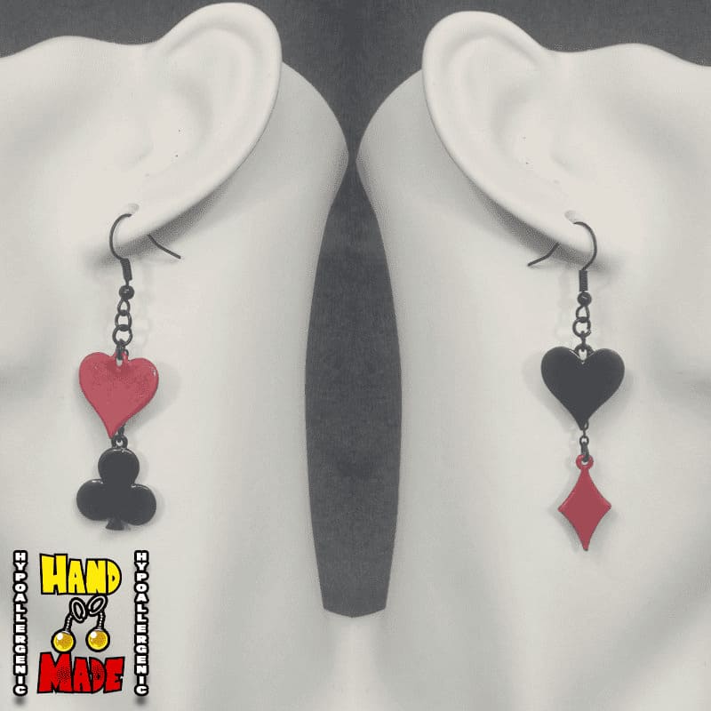 Mismatched Suit of Cards Earrings