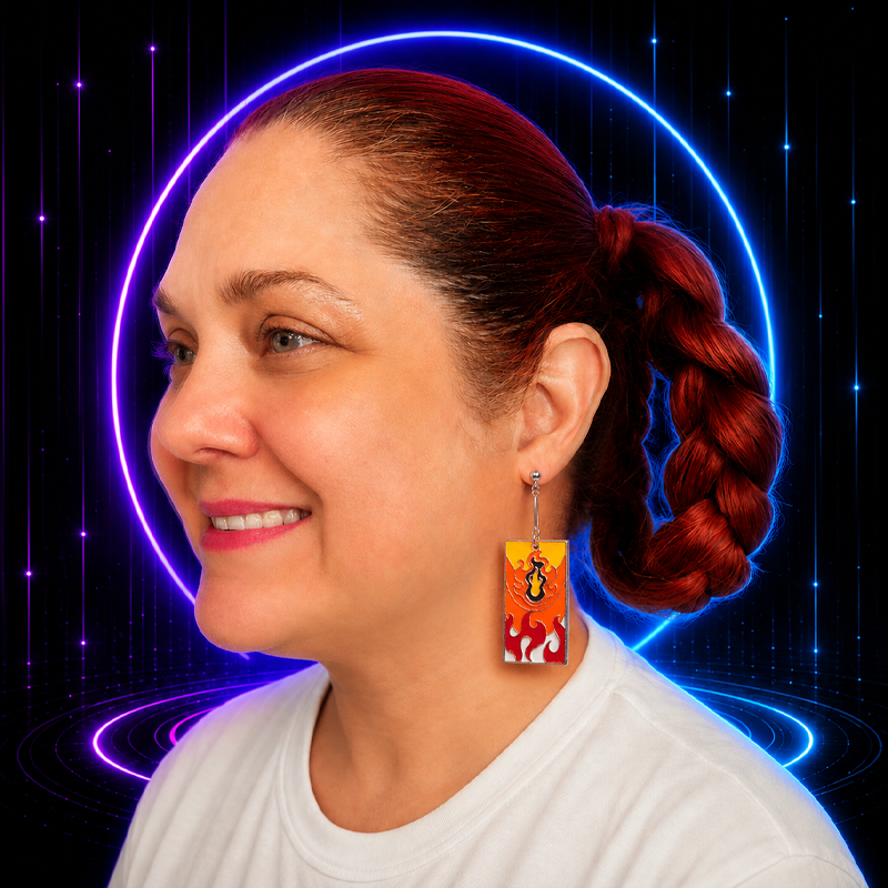 Flame Hanafuda Anime Earrings