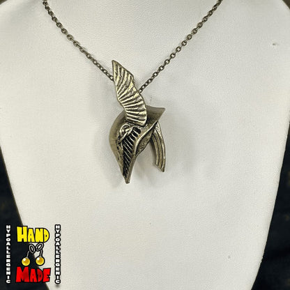 Handmade Golden Warrior Helmet Gaming Necklace featuring detailed gold helmet charm on a gold chain necklace.
