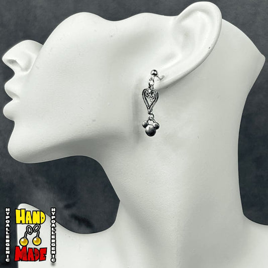 Silver Crown Emblem Gaming Earrings